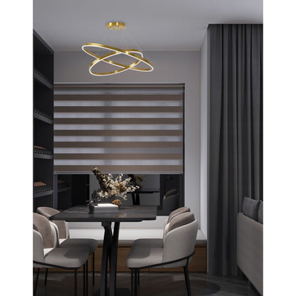 Dainolite Circulo 32in 1-Light Color Change LED Chandelier | Modern Aged Brass and White Acrylic | Dining Room & Foyer | Model CIR-3397C-5CCT-AGB