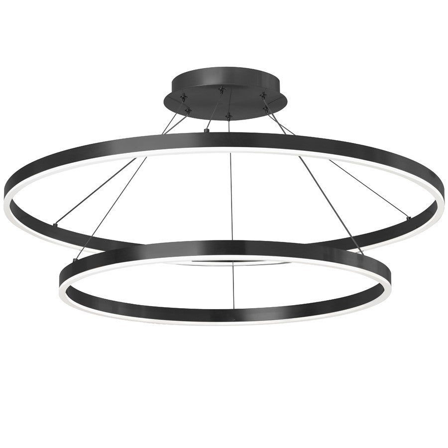 Dainolite Circulo 32in 1-Light Color Change LED Chandelier | Modern Matte Black and White Acrylic | Dining Room & Foyer | Model CIR-3397C-5CCT-MB