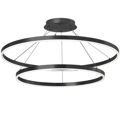 Dainolite Circulo 32in 1-Light Color Change LED Chandelier | Modern Matte Black and White Acrylic | Dining Room & Foyer | Model CIR-3397C-5CCT-MB