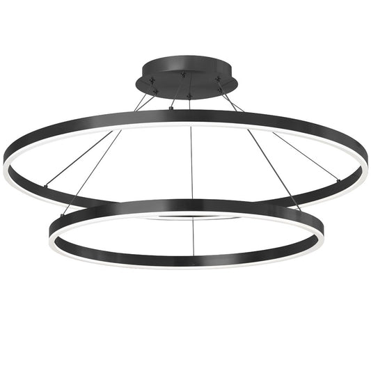 Dainolite Circulo 32in 1-Light Color Change LED Chandelier | Modern Matte Black and White Acrylic | Dining Room & Foyer | Model CIR-3397C-5CCT-MB