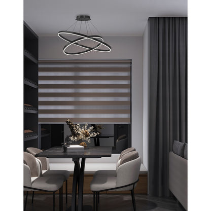 Dainolite Circulo 32in 1-Light Color Change LED Chandelier | Modern Matte Black and White Acrylic | Dining Room & Foyer | Model CIR-3397C-5CCT-MB
