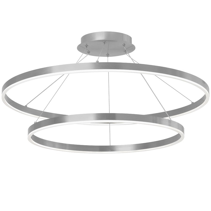 Dainolite Circulo 32in 1-Light Color Change LED Chandelier | Modern Silver and White Acrylic | Dining Room & Foyer | Model CIR-3397C-5CCT-SV