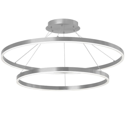 Dainolite Circulo 32in 1-Light Color Change LED Chandelier | Modern Silver and White Acrylic | Dining Room & Foyer | Model CIR-3397C-5CCT-SV
