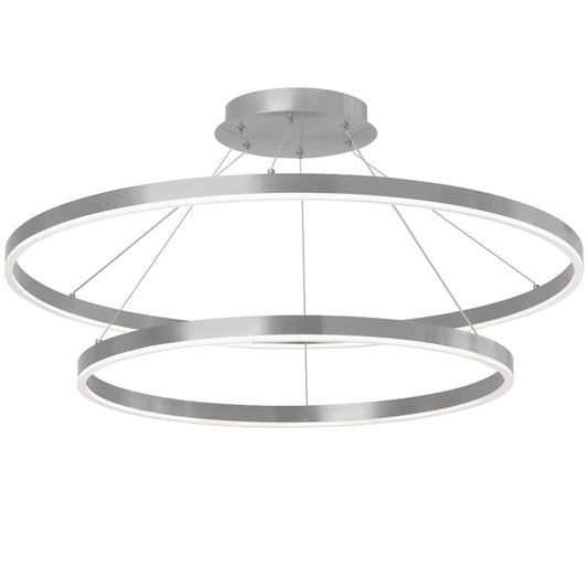 Dainolite Circulo 32in 1-Light Color Change LED Chandelier | Modern Silver and White Acrylic | Dining Room & Foyer | Model CIR-3397C-5CCT-SV