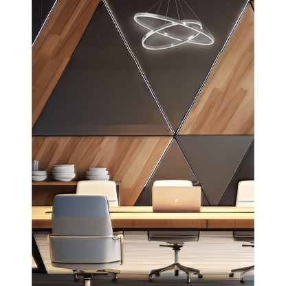 Dainolite Circulo 32in 1-Light Color Change LED Chandelier | Modern Silver and White Acrylic | Dining Room & Foyer | Model CIR-3397C-5CCT-SV