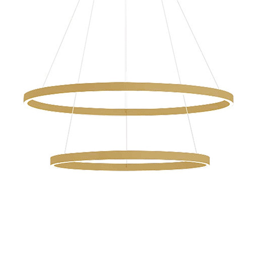 Dainolite Circulo 32in 2-Light LED Chandelier | Modern Aged Brass and White Acrylic | Dining Room & Foyer | 4725 Lumens, 3000K | Model CIR-3397C-AGB