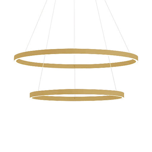 Dainolite Circulo 32in 2-Light LED Chandelier | Modern Aged Brass and White Acrylic | Dining Room & Foyer | 4725 Lumens, 3000K | Model CIR-3397C-AGB
