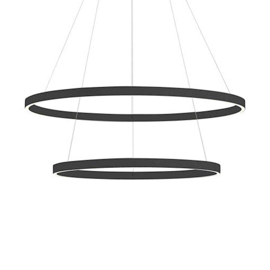 Dainolite Circulo 32in 3-Light Chandelier | Modern Matte Black and White Acrylic | Kitchen Island & Dining Room | 32 x 32 x 2 in | Model CIR-3397C-MB