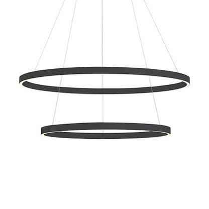 Dainolite Circulo 32in 3-Light Chandelier | Modern Matte Black and White Acrylic | Kitchen Island & Dining Room | 32 x 32 x 2 in | Model CIR-3397C-MB