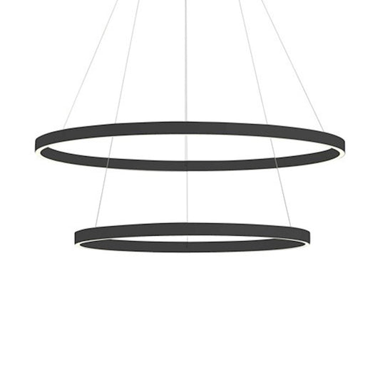 Dainolite Circulo 32in 3-Light Chandelier | Modern Matte Black and White Acrylic | Kitchen Island & Dining Room | 32 x 32 x 2 in | Model CIR-3397C-MB