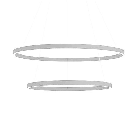 Dainolite Circulo 32in 3-Light Chandelier | Modern Silver and White Acrylic | Kitchen Island & Dining Room | 32 x 32 x 2 in | Model CIR-3397C-SV