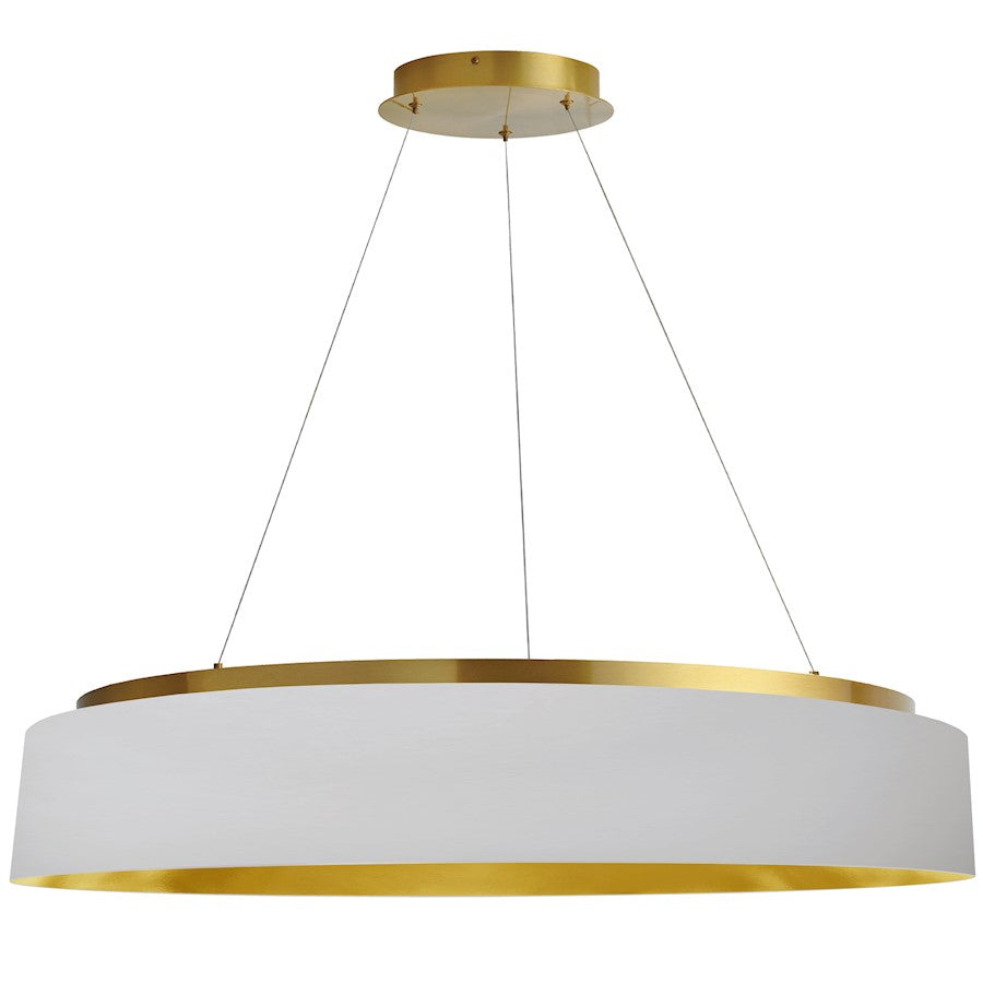 Dainolite Circulo 34in 1-Light Chandelier | Modern White Fabric and Aged Brass Metal | Living Room, Dining Room & Kitchen | 34 x | Model CIR-3463C-AGB-692