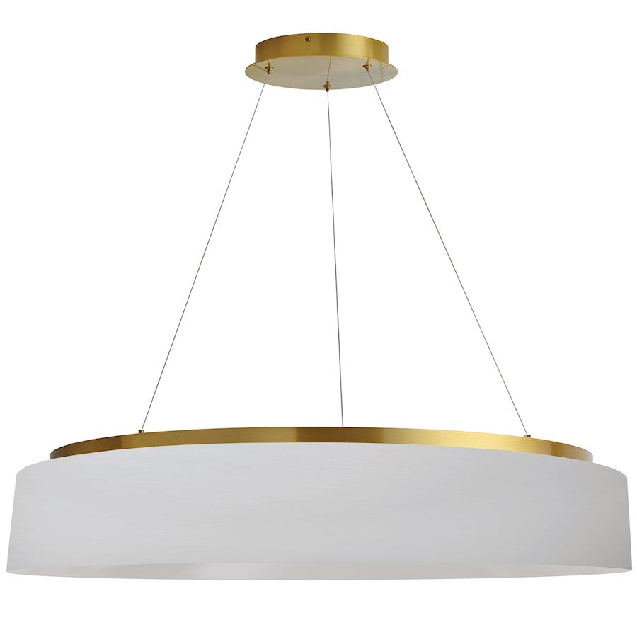 Dainolite Circulo 34in 1-Light Chandelier | Modern White Fabric and Aged Brass Metal | Dining Room, Kitchen & Foyer | 34 x 34 x | Model CIR-3463C-AGB-790
