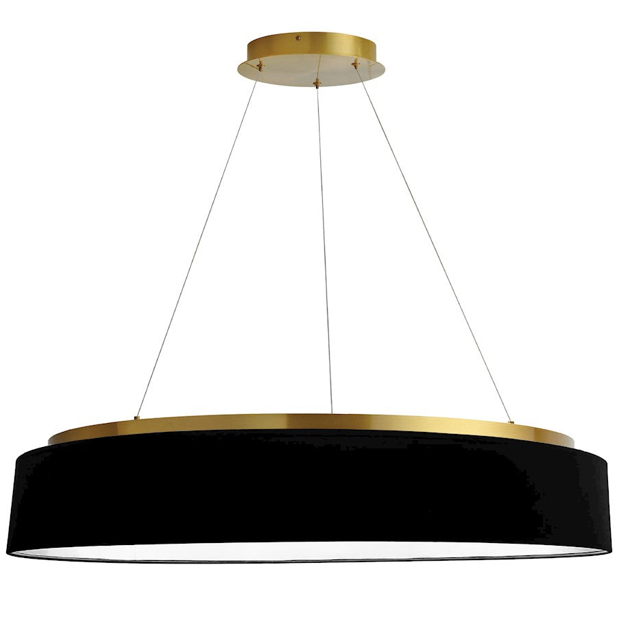 Dainolite Circulo 34in 1-Light Chandelier | Modern Black Fabric and Aged Brass Metal | Living Room & Dining Room | 34 x 34 x 6 in | Model CIR-3463C-AGB-797