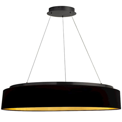 Dainolite Circulo 34in 1-Light Chandelier | Modern Black Fabric and Matte Black Metal | Dining Room & Kitchen | 34 x 34 x 6 in | Model CIR-3463C-MB-698