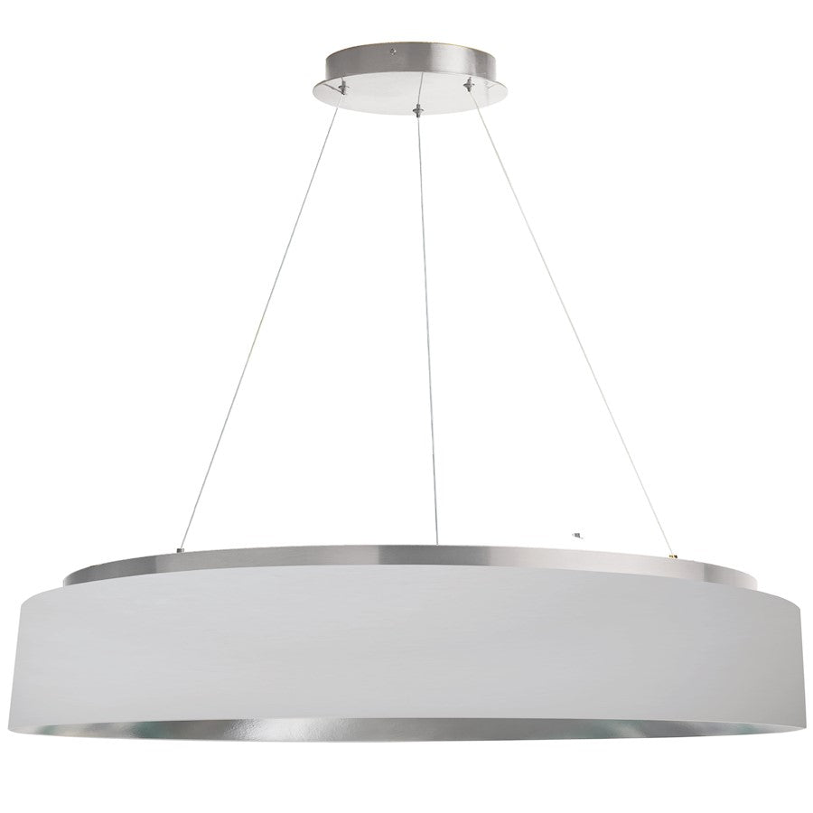 Dainolite Circulo 34in 1-Light Chandelier | Modern White Fabric and Silver Metal | Kitchen & Dining Room | 34 x 34 x 6 in | Model CIR-3463C-SV-691