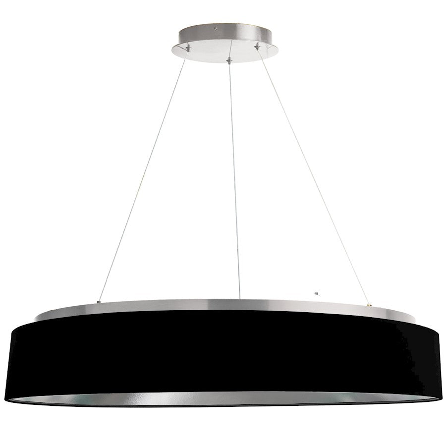 Dainolite Circulo 34in 1-Light Chandelier | Modern Black Fabric and Silver Metal | Kitchen Island & Dining Room | 34 x 34 x 6 in | Model CIR-3463C-SV-697