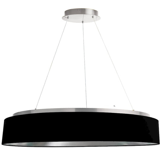 Dainolite Circulo 34in 1-Light Chandelier | Modern Black Fabric and Silver Metal | Kitchen Island & Dining Room | 34 x 34 x 6 in | Model CIR-3463C-SV-697