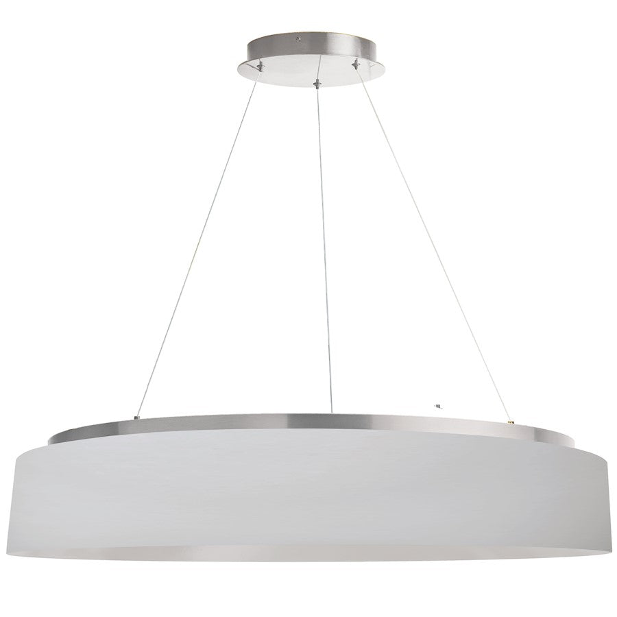 Dainolite Circulo 34in 1-Light Chandelier | Modern White Fabric and Silver Metal | Kitchen & Dining Room | 34 x 34 x 6 in | Model CIR-3463C-SV-790