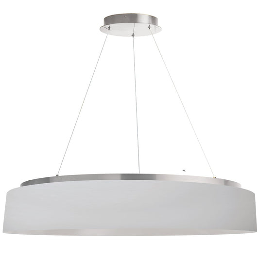 Dainolite Circulo 34in 1-Light Chandelier | Modern White Fabric and Silver Metal | Kitchen & Dining Room | 34 x 34 x 6 in | Model CIR-3463C-SV-790