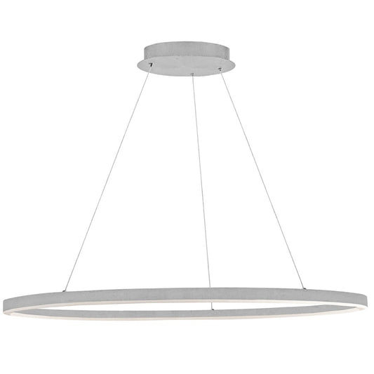 Dainolite Circulo 44in 1-Light LED Chandelier | Modern Silver and White Acrylic | Dining Room & Foyer | 44 x 18 x 1.5 in | Model CIR-4463C-SV