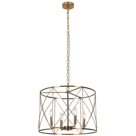 Dainolite Calah 20in 4-Light Chandelier | Transitional Aged Brass Metal | Entryway & Kitchen | 20 x 20 x 14 in | Model CLH-204C-AGB