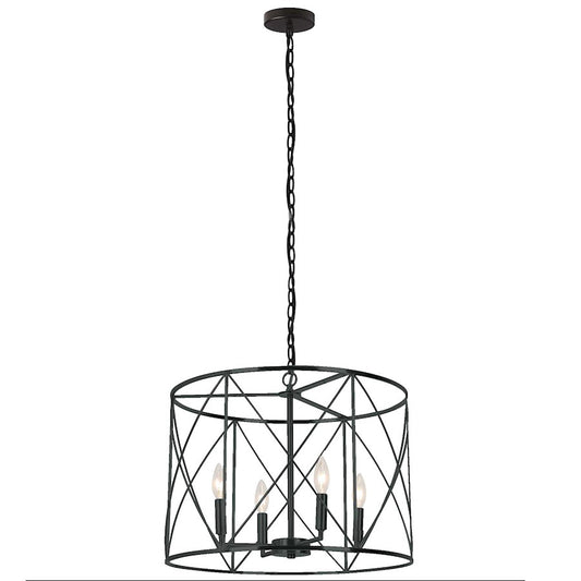 Dainolite Calah 20in 4-Light Chandelier | Transitional Matte Black Metal | Entryway, Kitchen & Dining Room | 20 x 20 x 14 in | Model CLH-204C-MB
