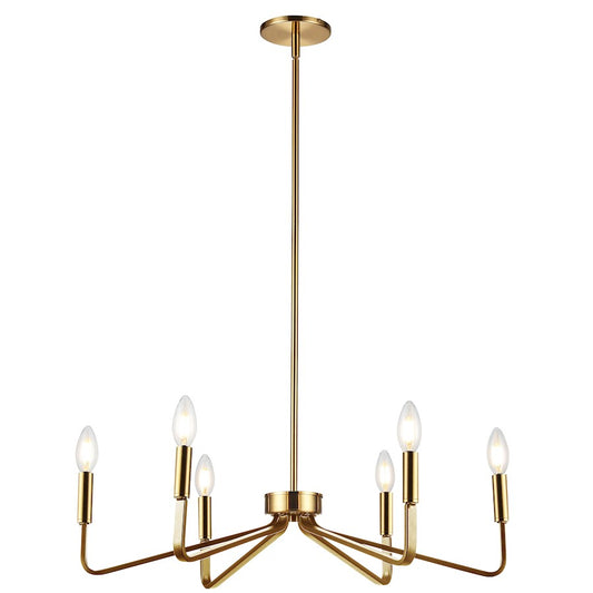Dainolite Clayton 26in 6-Light Chandelier | Contemporary Aged Brass Metal | Dining Room & Kitchen | 26 x 26 x 6 in | Model CLN-266C-AGB