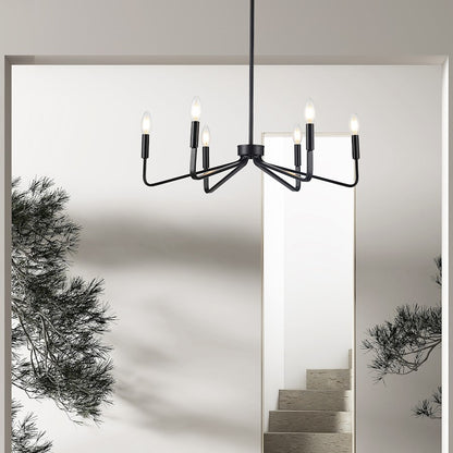 Dainolite Clayton 26in 6-Light Chandelier | Contemporary Matte Black Metal | Dining Room & Kitchen | 26 x 26 x 6 in | Model CLN-266C-MB