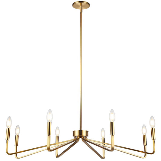 Dainolite Clayton 38in 8-Light Chandelier | Contemporary Aged Brass Metal | Dining Room & Kitchen | 38 x 38 x 6 in | Model CLN-388C-AGB