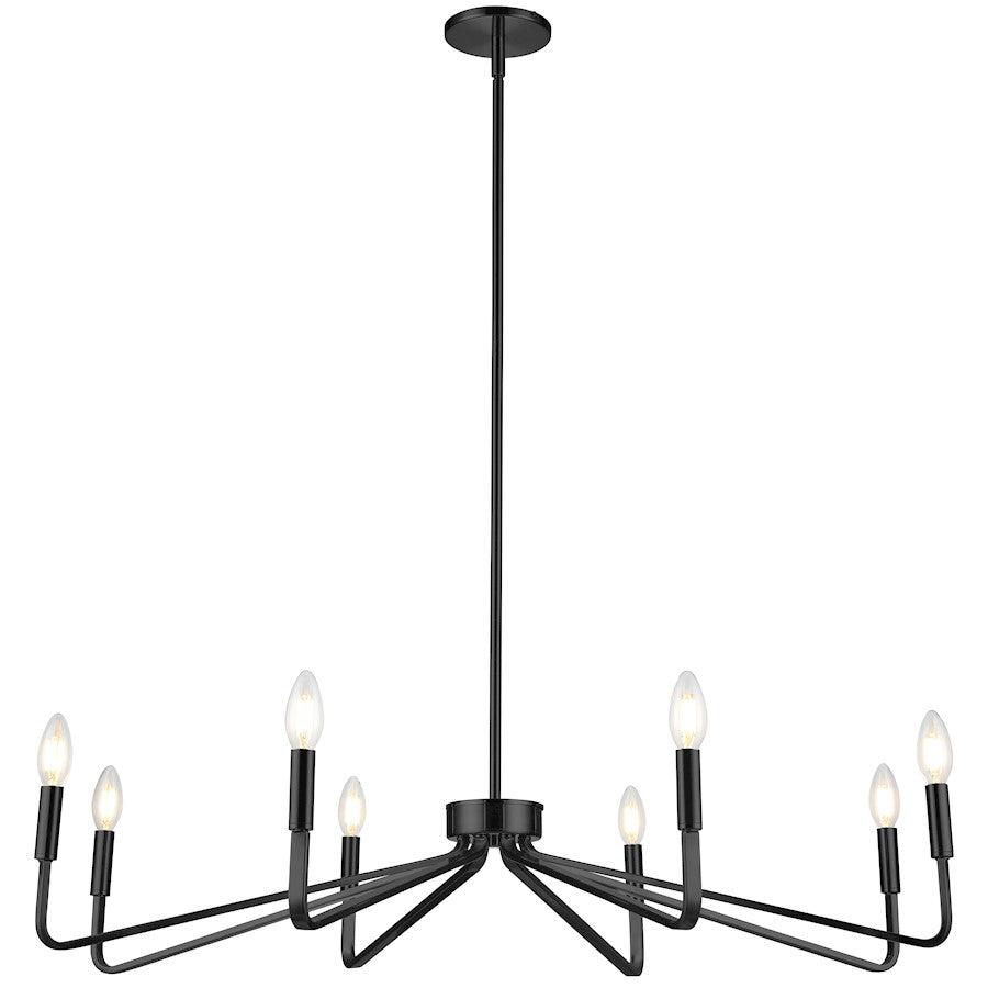 Dainolite Clayton 38in 8-Light Chandelier | Matte Black Metal | Kitchen & Dining Room | 38 x 38 x 6 in | Model CLN-388C-MB