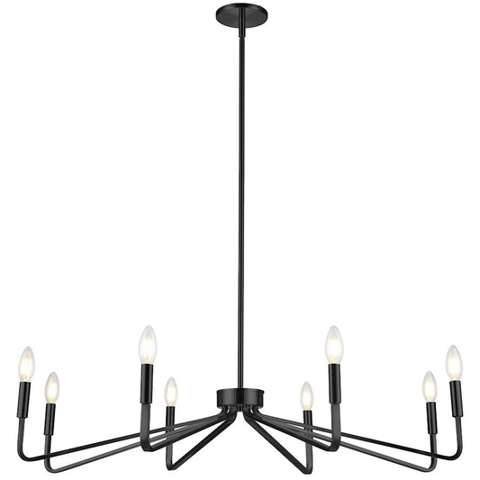 Dainolite Clayton 38in 8-Light Chandelier | Matte Black Metal | Kitchen & Dining Room | 38 x 38 x 6 in | Model CLN-388C-MB