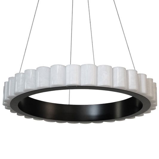 Dainolite Celeste 24in 1-Light LED Chandelier | Matte Black and Faux Alabaster Acrylic | Kitchen & Dining Room | Model CLS-2430LEDC-MB