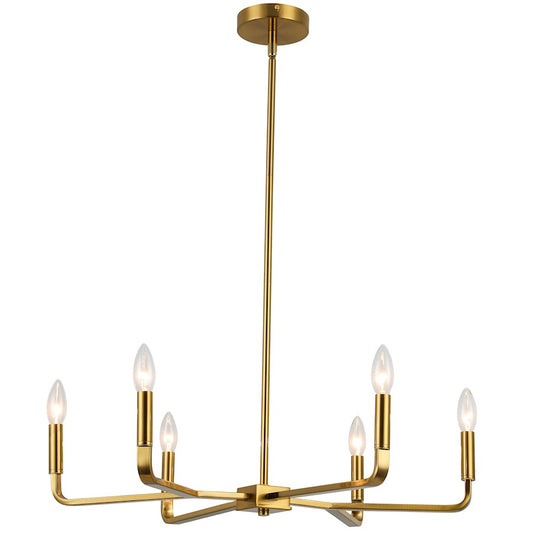 Dainolite Colette 24in 6-Light Chandelier | Aged Brass Metal | Kitchen, Dining Room & Foyer | 24 x 24 x 5 in | Model CLT-246-AGB