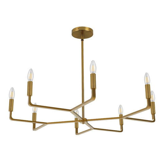 Dainolite Colette 32in 8-Light Chandelier | Contemporary Aged Brass Metal | Kitchen & Dining Room | 32 x 32 x 5 in | Model CLT-328-AGB