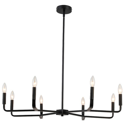 Dainolite Colette 32in 8-Light Chandelier | Contemporary Matte Black Metal | Kitchen & Dining Room | 32 x 32 x 5 in | Model CLT-328-MB