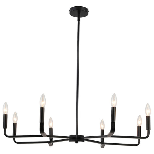 Dainolite Colette 32in 8-Light Chandelier | Contemporary Matte Black Metal | Kitchen & Dining Room | 32 x 32 x 5 in | Model CLT-328-MB