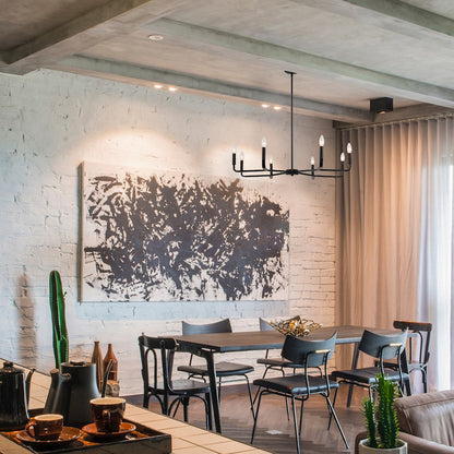 Dainolite Colette 32in 8-Light Chandelier | Contemporary Matte Black Metal | Kitchen & Dining Room | 32 x 32 x 5 in | Model CLT-328-MB