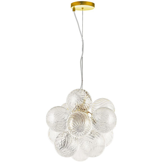 Dainolite Charlize 13in 3-Light Pendant | Contemporary Aged Brass and Clear Glass | Kitchen Island & Dining Room | Model CLZ-133P-AGB