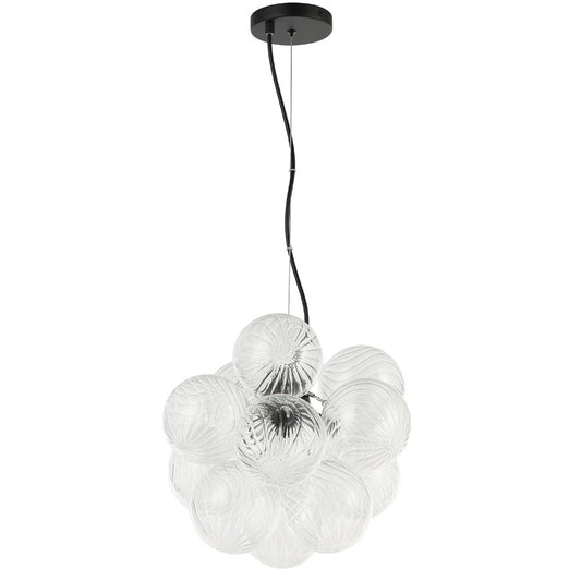 Dainolite Charlize 13in 3-Light Pendant | Contemporary Matte Black and Clear Glass | Kitchen Island & Dining Room | Model CLZ-133P-MB