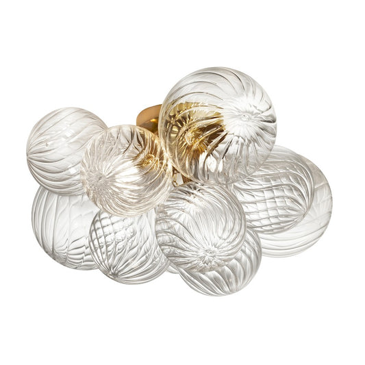 Dainolite Charlize 14in 3-Light Flush Mount | Contemporary Aged Brass and Clear Glass | Bedroom & Hallway | 14 x 14 x 11 in | Model CLZ-143FH-AGB