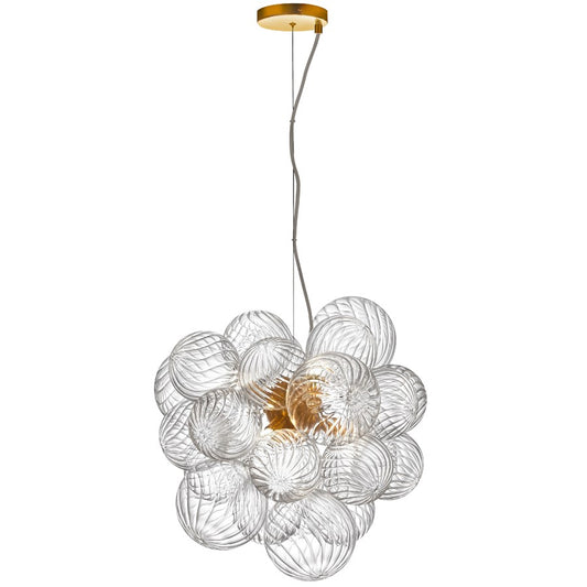 Dainolite Charlize 20in 6-Light Pendant | Contemporary Aged Brass and Clear Glass | Kitchen Island & Dining Room | Model CLZ-206P-AGB