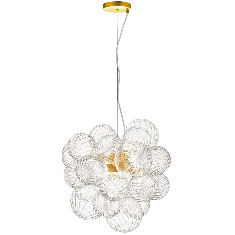 Dainolite Charlize 20in 6-Light Pendant | Contemporary Aged Brass and Clear Glass | Kitchen Island & Dining Room | Model CLZ-206P-AGB