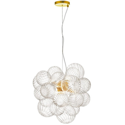 Dainolite Charlize 20in 6-Light Pendant | Contemporary Aged Brass and Clear Glass | Kitchen Island & Dining Room | Model CLZ-206P-AGB