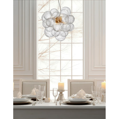 Dainolite Charlize 20in 6-Light Pendant | Contemporary Aged Brass and Clear Glass | Kitchen Island & Dining Room | Model CLZ-206P-AGB
