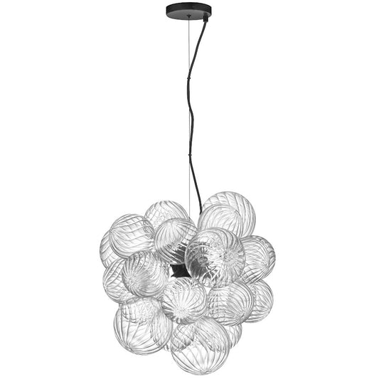 Dainolite Charlize 20in 6-Light Pendant | Contemporary Matte Black and Clear Glass | Kitchen Island & Dining Room | Model CLZ-206P-MB