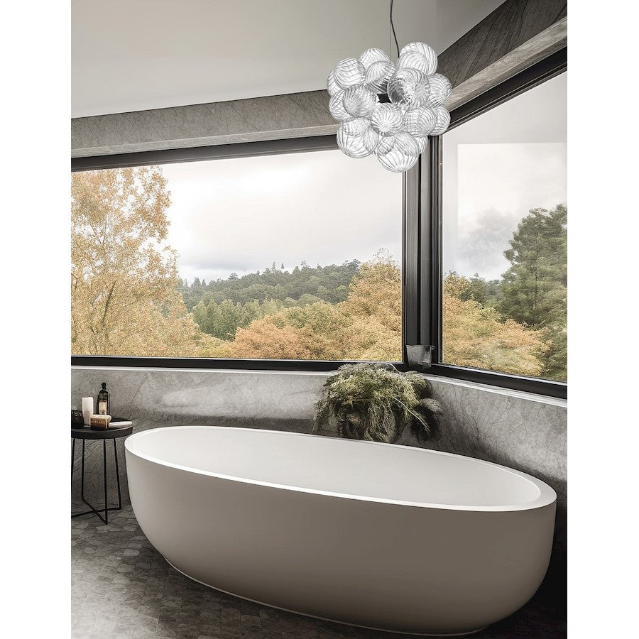 Dainolite Charlize 20in 6-Light Pendant | Contemporary Matte Black and Clear Glass | Kitchen Island & Dining Room | Model CLZ-206P-MB