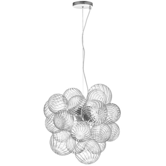 Dainolite Charlize 20in 6-Light Pendant | Contemporary Polished Chrome and Clear Glass | Kitchen Island & Dining Room | Model CLZ-206P-PC