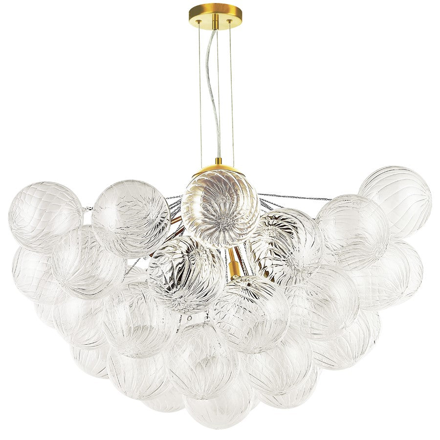 Dainolite Charlize 36in 12-Light Chandelier | Contemporary Aged Brass and Clear Glass | Dining Room & Living Room | Model CLZ-3612C-AGB