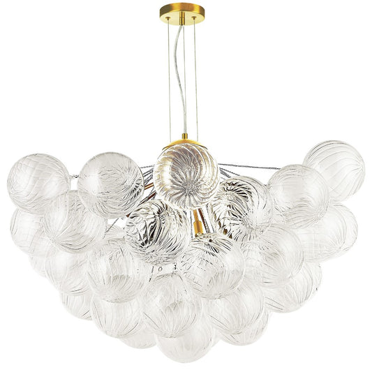 Dainolite Charlize 36in 12-Light Chandelier | Contemporary Aged Brass and Clear Glass | Dining Room & Living Room | Model CLZ-3612C-AGB
